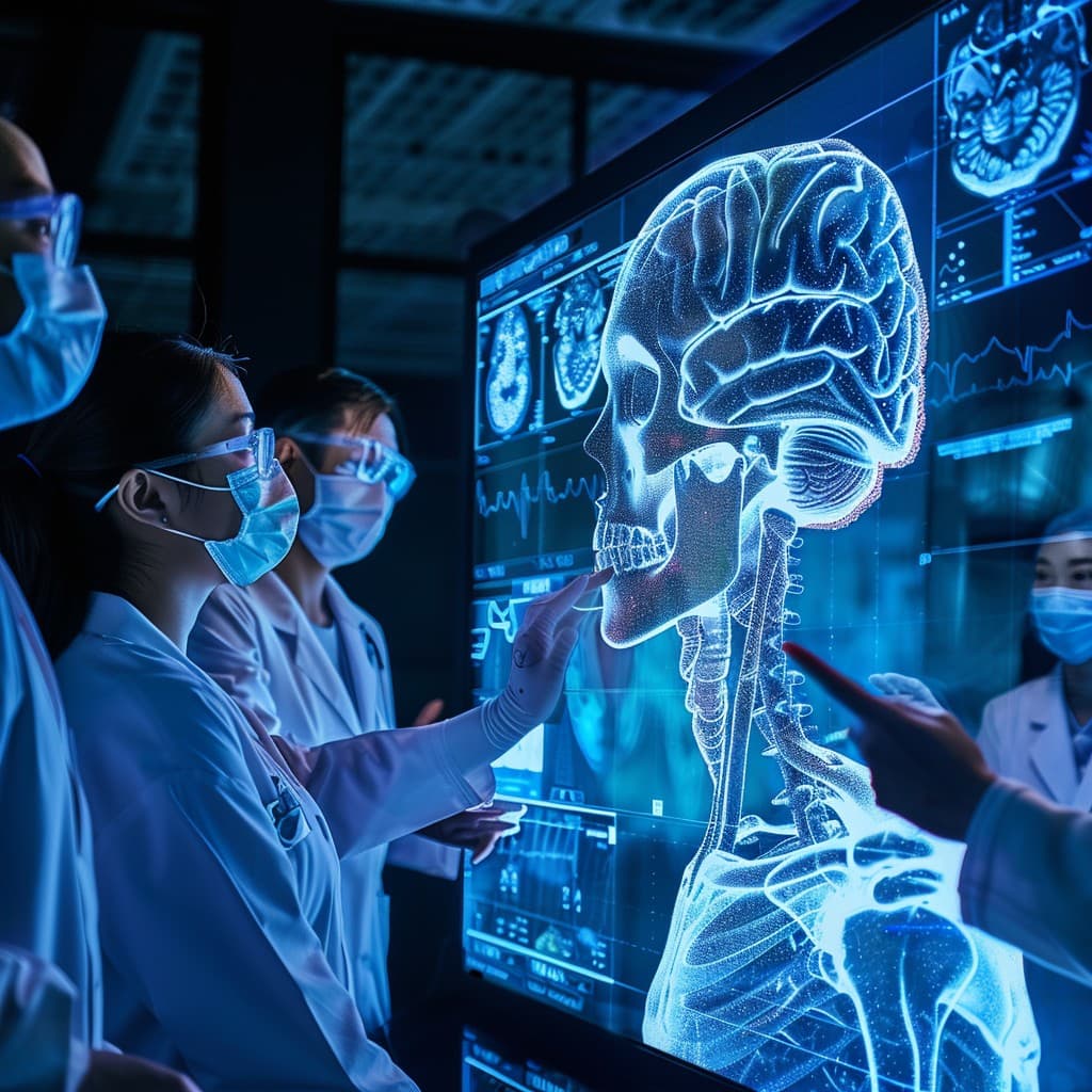 Ärzteteam analysiert Gehirn-Hologramm